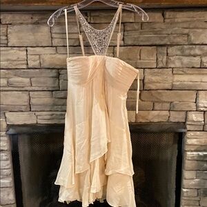 BCBGMaxAzria Cream‎ Backless Dress